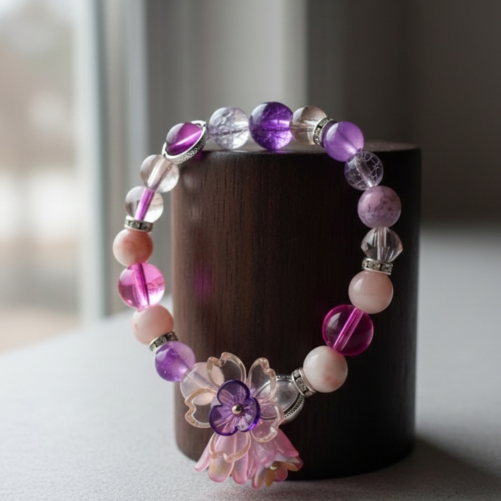 Elegant Purple and Pink Beaded Bracelet
